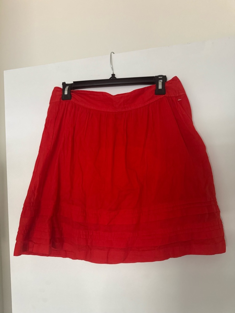 LOFT Red A-Line Skirt with Subtle Tiering
